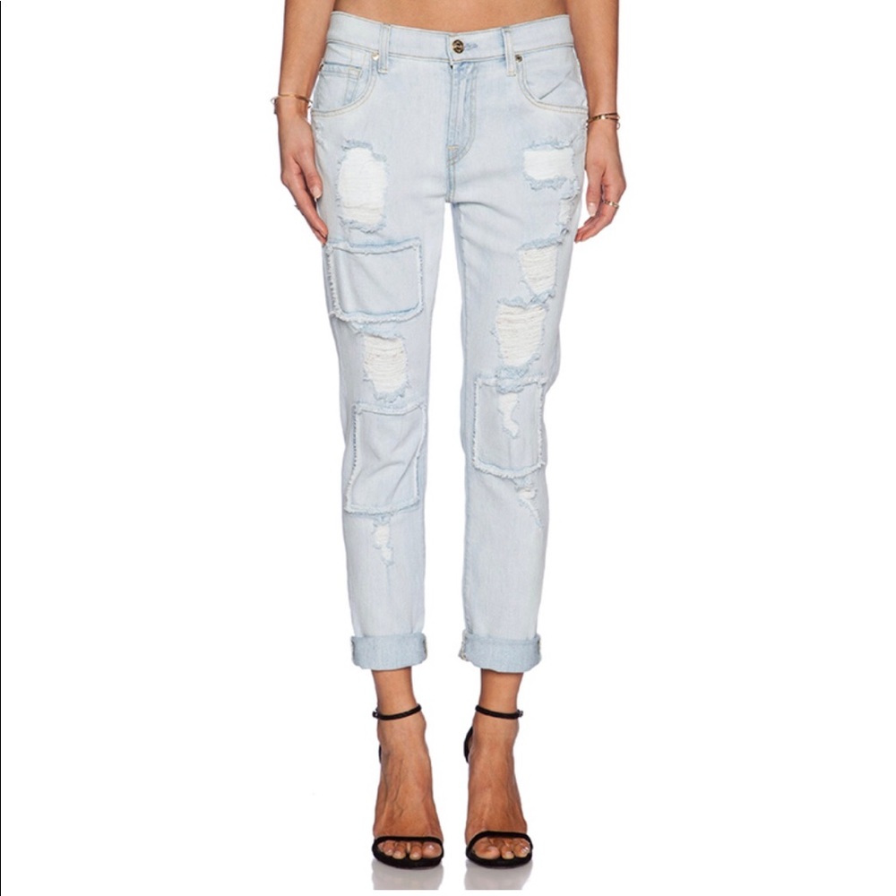 7 For All Mankind Relaxed Skinny Distressed Patch